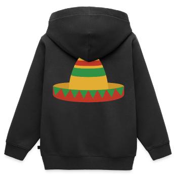 sombrero mexico - Sweat Premium à capuche zippé enfant bio - noir - Dos - AI Model Kid Male (0cm)