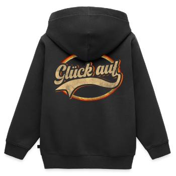 Glück auf - Kinder Premium Organic Zip Hoodie - Schwarz - Hinten - AI Model Kid Male (0cm)