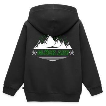 Glück auf - Kinder Premium Organic Zip Hoodie - Schwarz - Hinten - AI Model Kid Male (0cm)