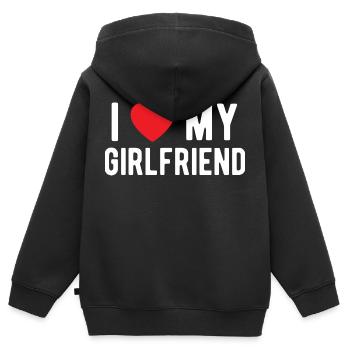 Ich liebe meine Freundin - Kinder Premium Organic Zip Hoodie - Schwarz - Hinten - AI Model Kid Male (0cm)