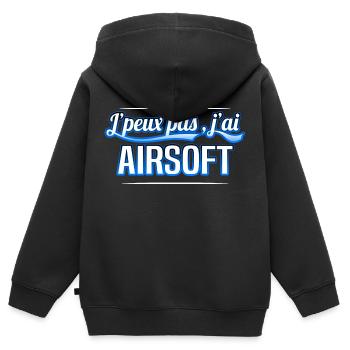 Airsoft - j'peux pas , j'ai Airsoft - Sweat Premium à capuche zippé enfant bio - noir - Dos - AI Model Kid Male (0cm)