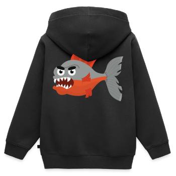 Piranha - Kids Premium Organic Zip-up Hoodie - black - Back - AI Model Kid Male (0cm)