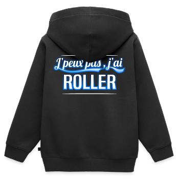 Roller - j'peux pas , j'ai Roller - Sweat Premium à capuche zippé enfant bio - noir - Dos - AI Model Kid Male (0cm)
