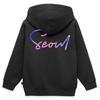 Korea Seoul - Kinder Premium Organic Zip Hoodie - Schwarz - Hinten - AI Model Kid Male (0cm)