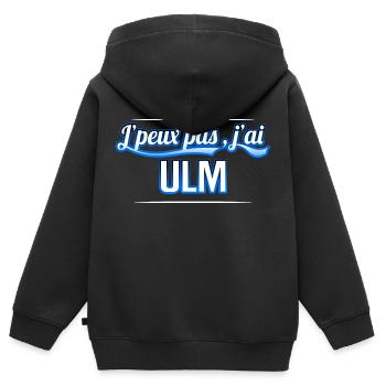 ULM - j'peux pas , j'ai ULM - Sweat Premium à capuche zippé enfant bio - noir - Dos - AI Model Kid Male (0cm)
