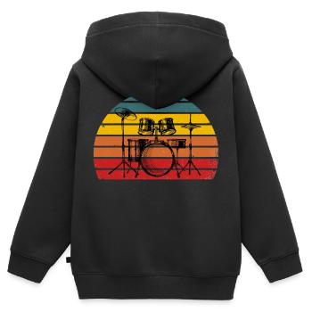 Blöde Retro Drums Vintage - Kinder Premium Organic Zip Hoodie - Schwarz - Hinten - AI Model Kid Male (0cm)