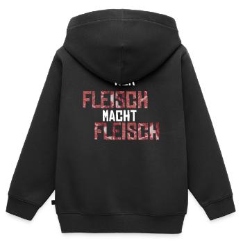 Nur Fleisch macht Fleisch Geschenkidee - Kinder Premium Organic Zip Hoodie - Schwarz - Hinten - AI Model Kid Male (0cm)