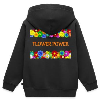 Flower Power - Kinder Premium Organic Zip Hoodie - Schwarz - Hinten - AI Model Kid Male (0cm)