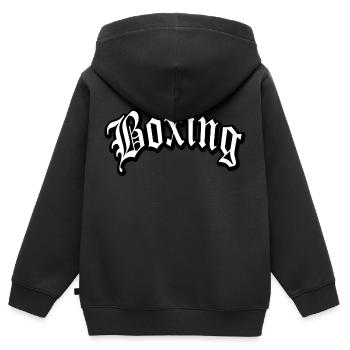 boxe boxe boxer mma combat coup de pied coup de poing sparring ko - Sweat Premium à capuche zippé enfant bio - noir - Dos - AI Model Kid Male (0cm)