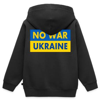 No war - Sweat Premium à capuche zippé enfant bio - noir - Dos - AI Model Kid Male (0cm)