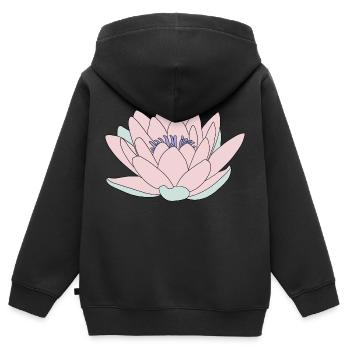 Nénuphar rose - Sweat Premium à capuche zippé enfant bio - noir - Dos - AI Model Kid Male (0cm)