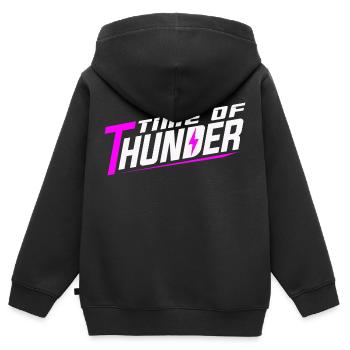 PINK POWER - Kinder Premium Organic Zip Hoodie - Schwarz - Hinten - AI Model Kid Male (0cm)