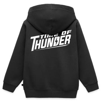 Time of Thunder KLASSIK B&W - Kinder Premium Organic Zip Hoodie - Schwarz - Hinten - AI Model Kid Male (0cm)