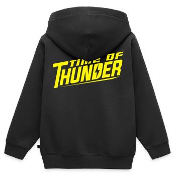 YELLOW POWER - Kinder Premium Organic Zip Hoodie - Schwarz - Hinten - AI Model Kid Male (0cm)