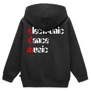 EDM Electronic Dance Music - Kinder Premium Organic Zip Hoodie - Schwarz - Hinten - AI Model Kid Male (0cm)