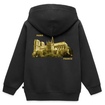 Frankreich Paris Hauptstadt Notre Dame Wahrzeichen - Kinder Premium Organic Zip Hoodie - Schwarz - Hinten - AI Model Kid Male (0cm)