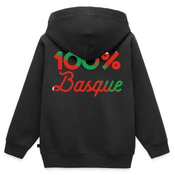 100% Basque - Sweat Premium à capuche zippé enfant bio - noir - Dos - AI Model Kid Male (0cm)