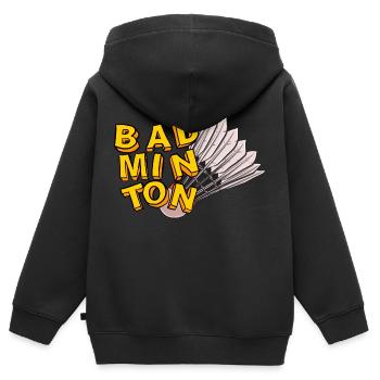 Badminton und Federball Handgezeichneter Stil - Kinder Premium Organic Zip Hoodie - Schwarz - Hinten - AI Model Kid Male (0cm)