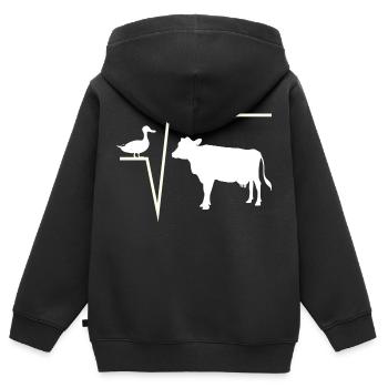 n-te Wurzel von Q - Ente Wurzel von Kuh Mathe Witz - Kinder Premium Organic Zip Hoodie - Schwarz - Hinten - AI Model Kid Male (0cm)