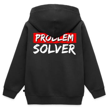 Solution Funny No problem - Kids Premium Organic Zip-up Hoodie - black - Back - AI Model Kid Male (0cm)
