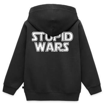 guerres stupides - Sweat Premium à capuche zippé enfant bio - noir - Dos - AI Model Kid Male (0cm)