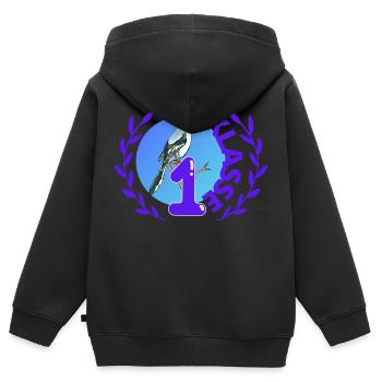 Erste Klasse - Kinder Premium Organic Zip Hoodie - Schwarz - Hinten - AI Model Kid Male (0cm)