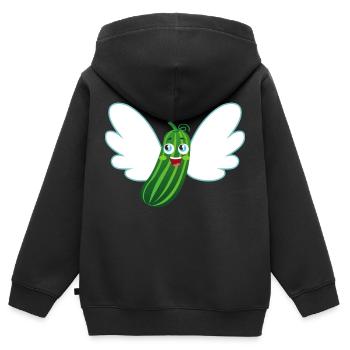 flying cucumber - Kids Premium Organic Zip-up Hoodie - black - Back - AI Model Kid Male (0cm)