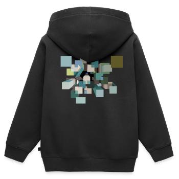Cubes psychédéliques - Sweat Premium à capuche zippé enfant bio - noir - Dos - AI Model Kid Male (0cm)