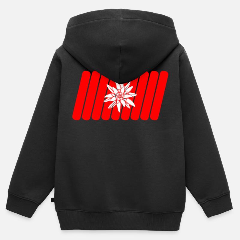 Drapeau suisse - Sweat Premium à capuche zippé enfant bio - noir