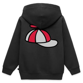 Chapeau d’hélice Conception de chapeau d’éolienne - Sweat Premium à capuche zippé enfant bio - noir - Dos - AI Model Kid Male (0cm)