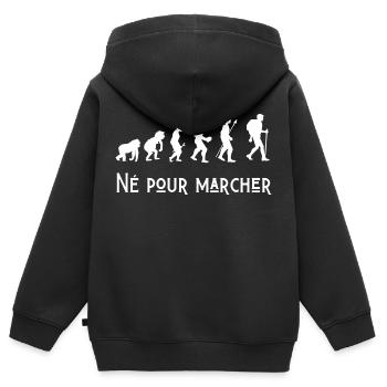 né pour marcher évolution - Sweat Premium à capuche zippé enfant bio - noir - Dos - AI Model Kid Male (0cm)