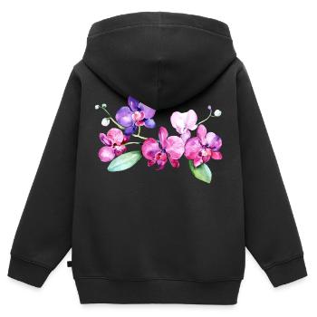 Belles orchidées tropicales fleurs tropicales - Sweat Premium à capuche zippé enfant bio - noir - Dos - AI Model Kid Male (0cm)