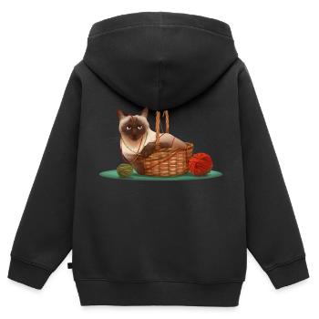 Un chat mignon joue dans la maison - Sweat Premium à capuche zippé enfant bio - noir - Dos - AI Model Kid Male (0cm)