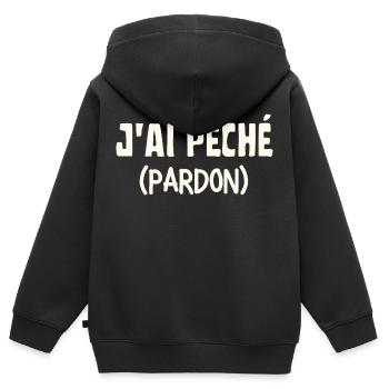 J'ai péché pardon - Sweat Premium à capuche zippé enfant bio - noir - Dos - AI Model Kid Male (0cm)