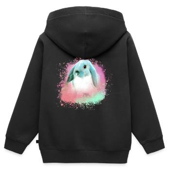 rabbit,graffiti,painting,pet,rabbit,blue - Kids Premium Organic Zip-up Hoodie - black - Back - AI Model Kid Male (0cm)