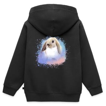 rabbit, rabbit, pink, graffiti, painting, colorful - Kids Premium Organic Zip-up Hoodie - black - Back - AI Model Kid Male (0cm)