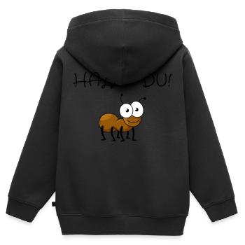 Hallo Du - Kinder Premium Organic Zip Hoodie - Schwarz - Hinten - AI Model Kid Male (0cm)