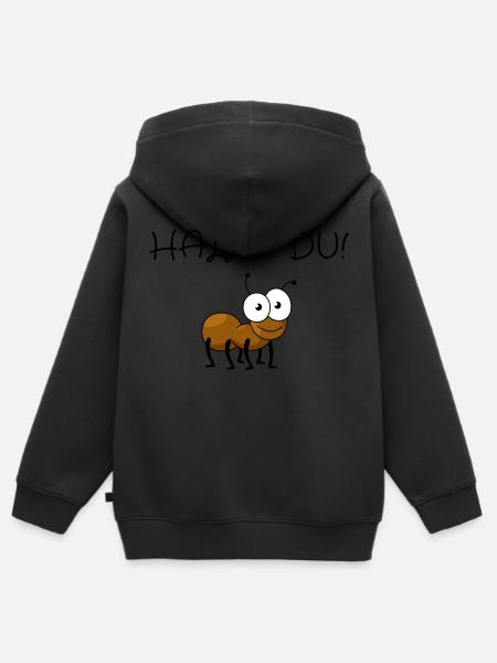 Hallo Du - Kinder Premium Organic Zip Hoodie - Schwarz