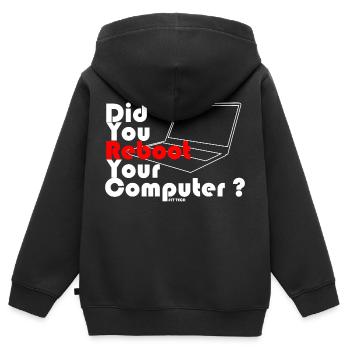 Did you reboot your computer? IT TECH - Kids Premium Organic Zip-up Hoodie - black - Back - AI Model Kid Male (0cm)