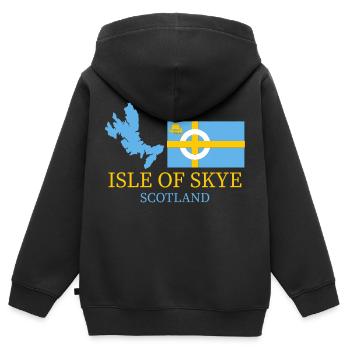 Insel Skye - Kinder Premium Organic Zip Hoodie - Schwarz - Hinten - AI Model Kid Male (0cm)