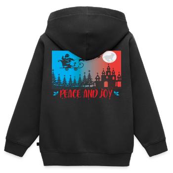 Peace and Joy - Kinder Premium Organic Zip Hoodie - Schwarz - Hinten - AI Model Kid Male (0cm)