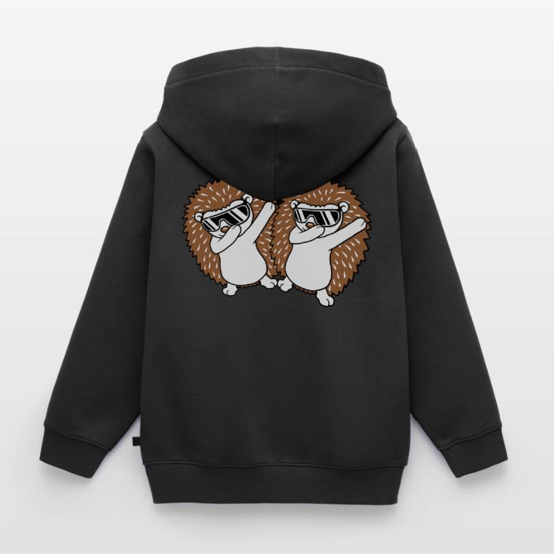 2 dabbing Igel Freunde Kinder Premium Organic Zip Hoodie