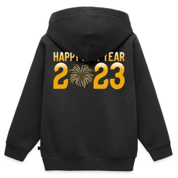 3 Happy new year 2023 - Kinder Premium Organic Zip Hoodie - Schwarz - Hinten - AI Model Kid Male (0cm)