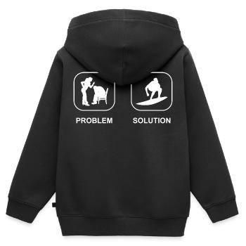 Surfer surf surf surf surf moniteur de surf - Sweat Premium à capuche zippé enfant bio - noir - Dos - AI Model Kid Male (0cm)