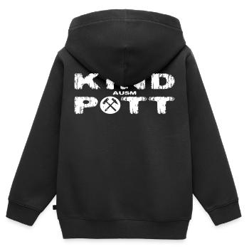 Kind aus’m Pott, Ruhrgebiet, Ruhrpott - Kinder Premium Organic Zip Hoodie - Schwarz - Hinten - AI Model Kid Male (0cm)