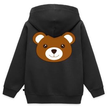 Teddybär - Kinder Premium Organic Zip Hoodie - Schwarz - Hinten - AI Model Kid Male (0cm)