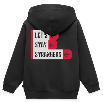 Citation Restons Strangers - Sweat Premium à capuche zippé enfant bio - noir - Dos - AI Model Kid Male (0cm)