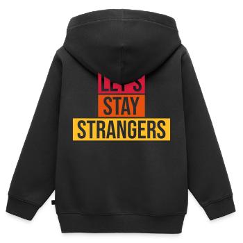 Citation Restons Strangers - Sweat Premium à capuche zippé enfant bio - noir - Dos - AI Model Kid Male (0cm)