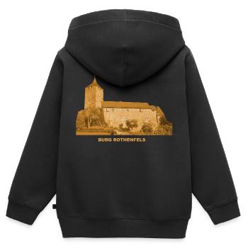 Château de Rothenfels Château de la jeunesse Basse-Franconie Bavière - Sweat Premium à capuche zippé enfant bio - noir - Dos - AI Model Kid Male (0cm)