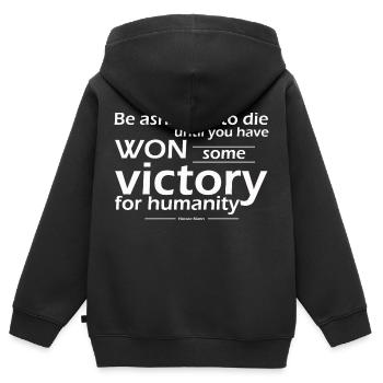 honteux de mourir jusqu’à ce qu’il gagne une victoire humanité - Sweat Premium à capuche zippé enfant bio - noir - Dos - AI Model Kid Male (0cm)